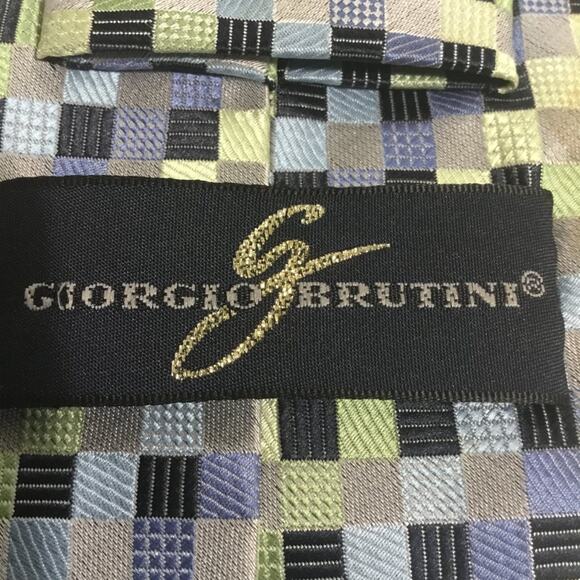 GIORGIO BRUTINI SILK MULTICOLOR BLACK SQUARE TIE - Picture 3 of 4